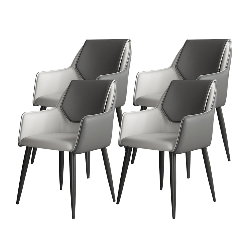 Modern Design Arm Solid Back Side Chairs Leather Dining Side Chair