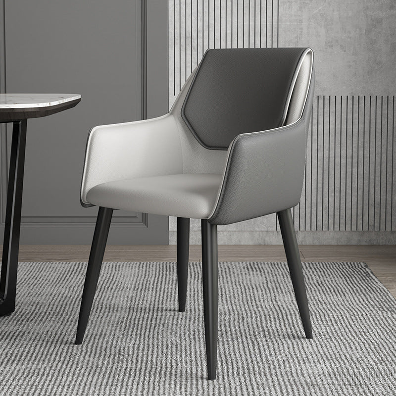 Modern Design Arm Solid Back Side Chairs Leather Dining Side Chair