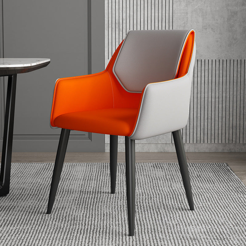 Modern Design Arm Solid Back Side Chairs Leather Dining Side Chair