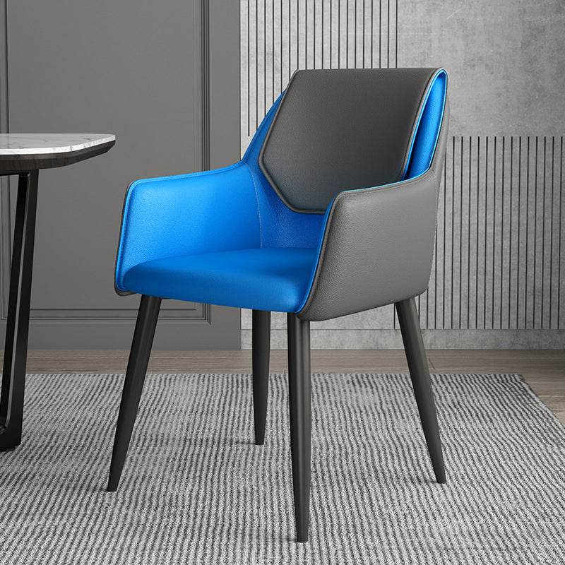 Modern Design Arm Solid Back Side Chairs Leather Dining Side Chair