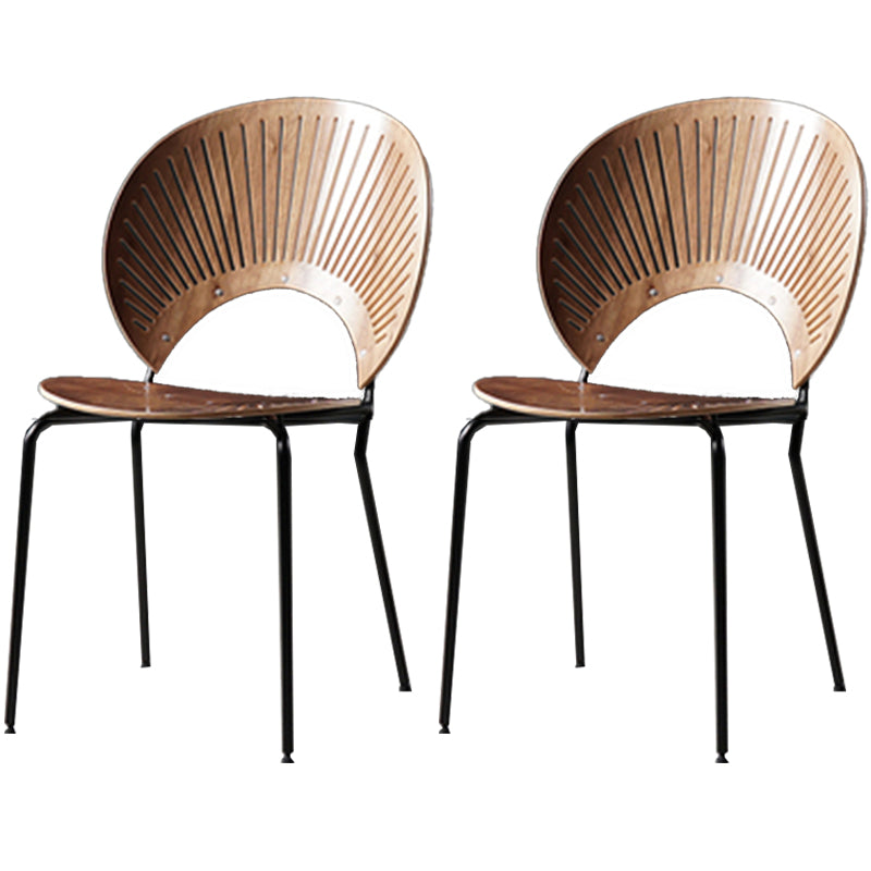 Industrial Open Back Chairs Dining Armless Chair for Kitchen with Metal Legs