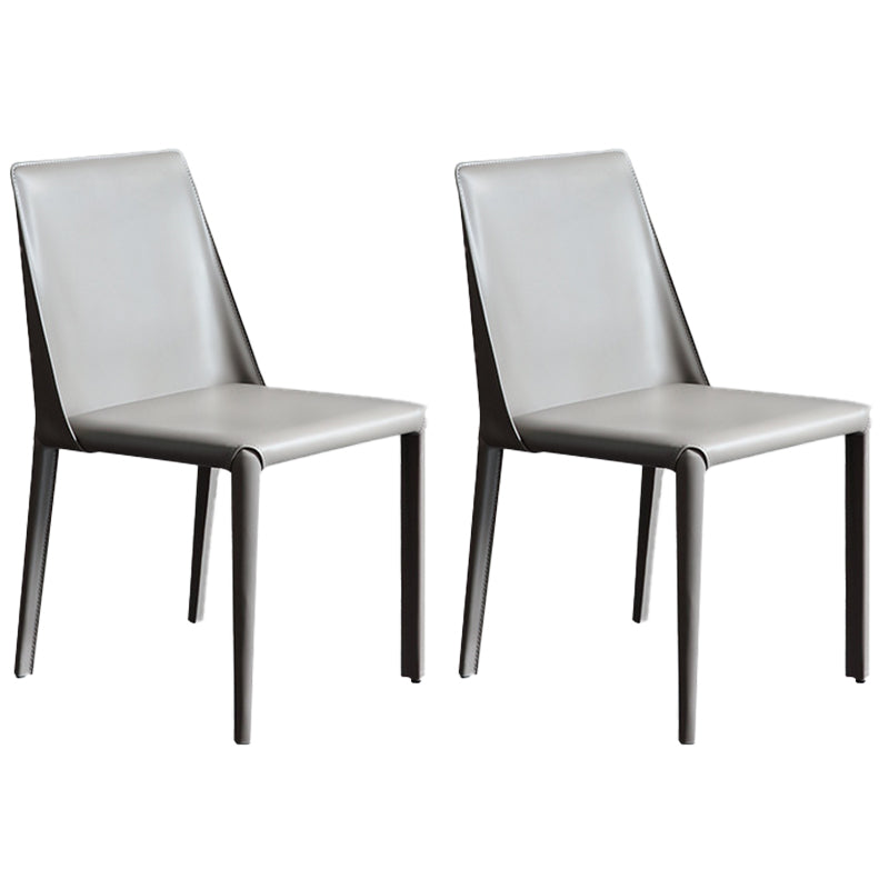 Contemporary Leather Dining Side Chairs Armless Solid Back Chair