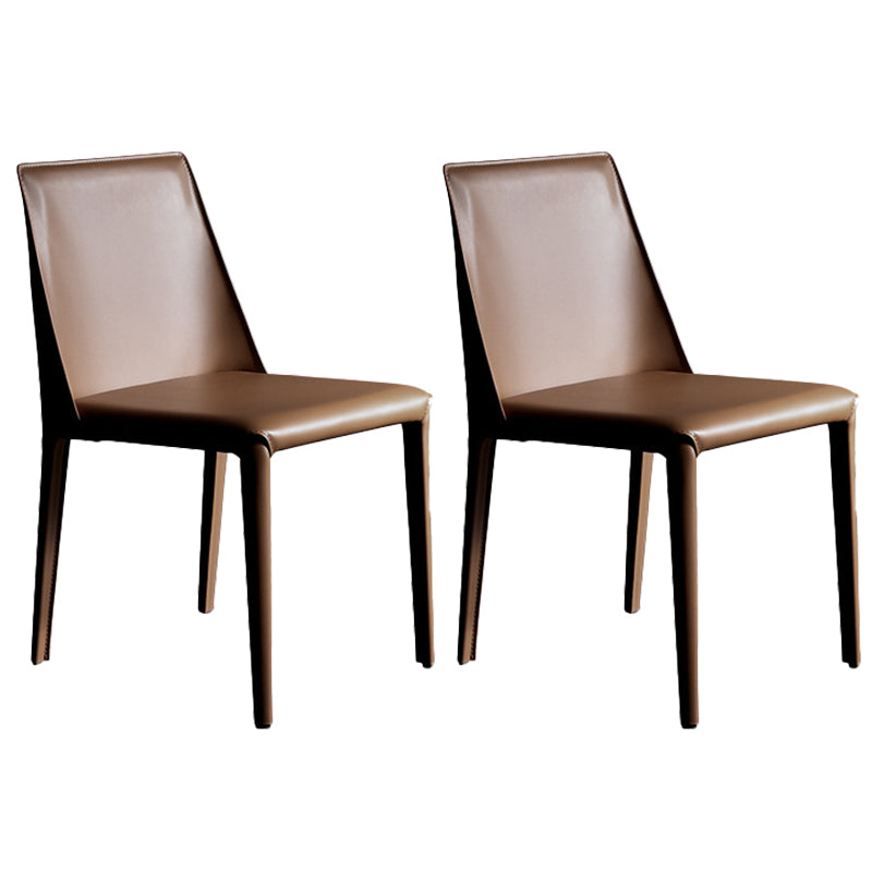 Contemporary Leather Dining Side Chairs Armless Solid Back Chair