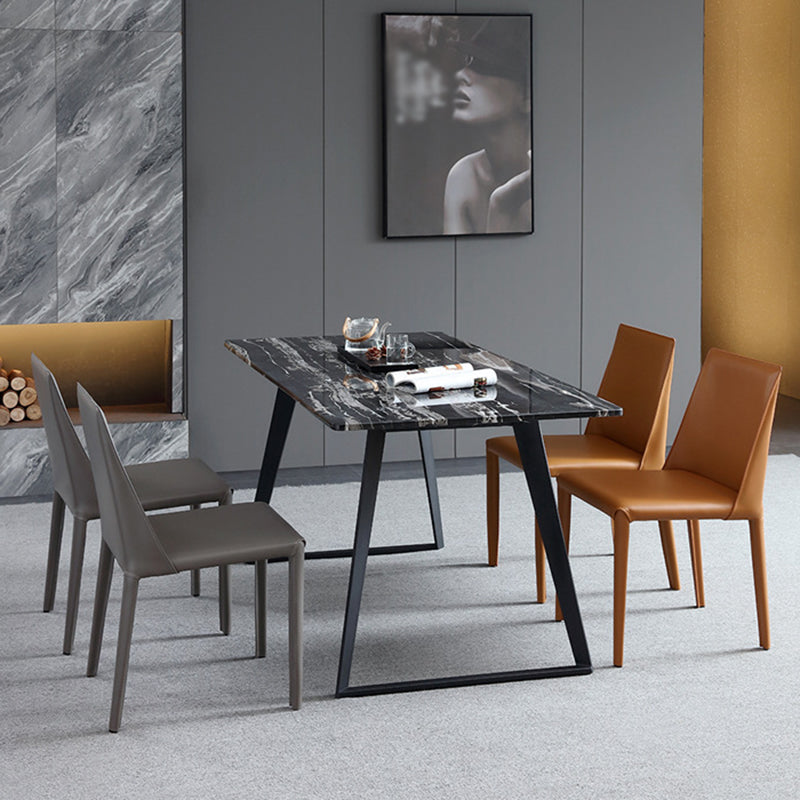 Contemporary Leather Dining Side Chairs Armless Solid Back Chair