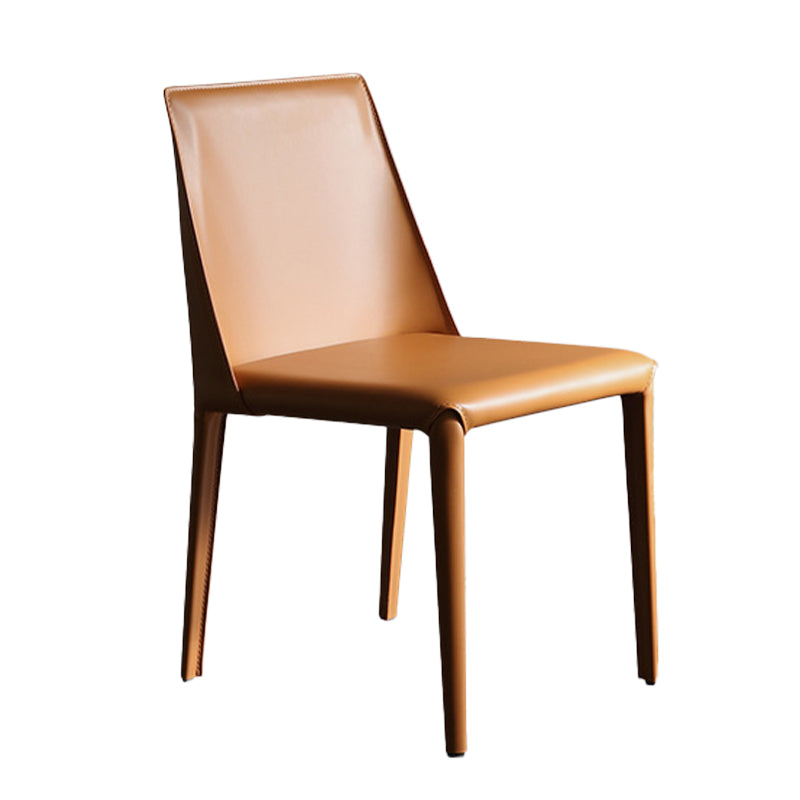 Contemporary Leather Dining Side Chairs Armless Solid Back Chair