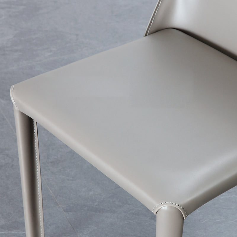 Contemporary Leather Dining Side Chairs Armless Solid Back Chair