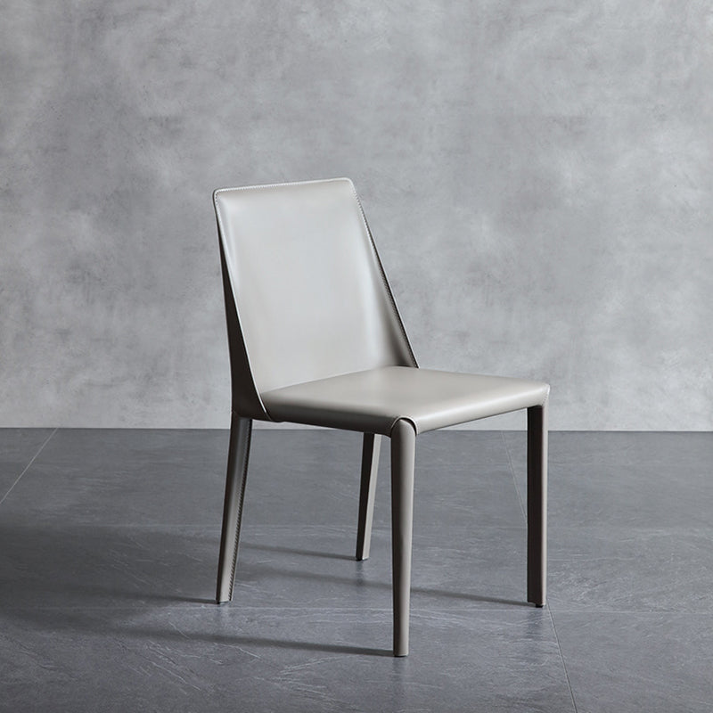 Contemporary Leather Dining Side Chairs Armless Solid Back Chair