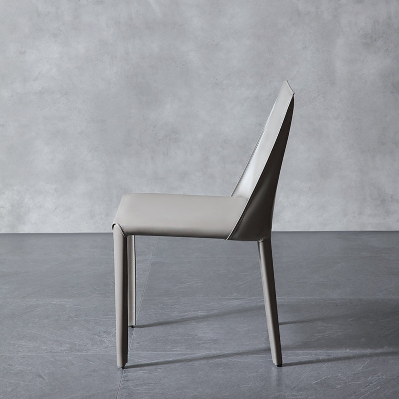 Contemporary Leather Dining Side Chairs Armless Solid Back Chair