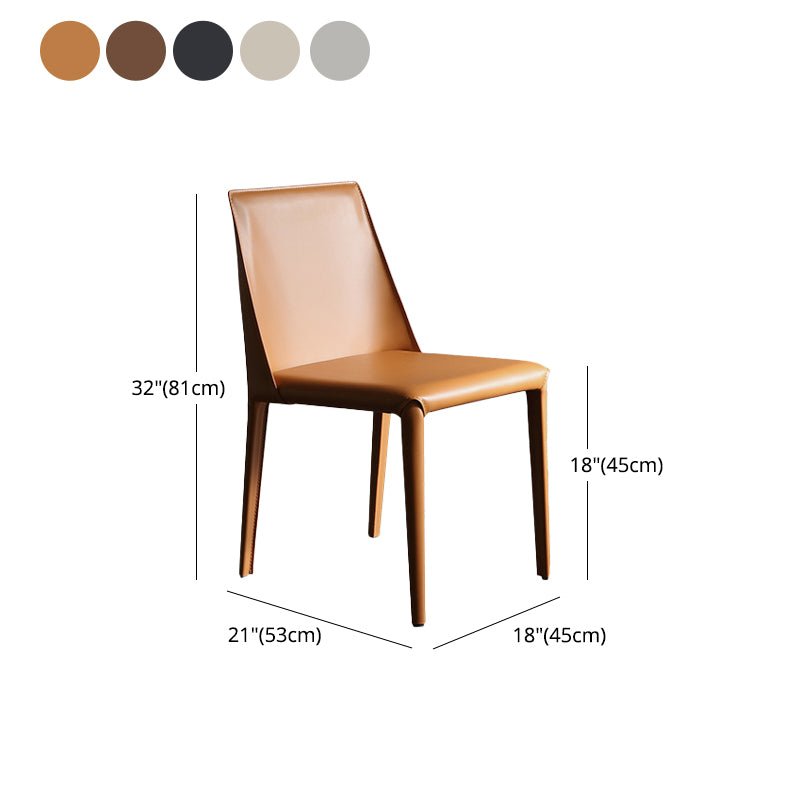 Contemporary Leather Dining Side Chairs Armless Solid Back Chair