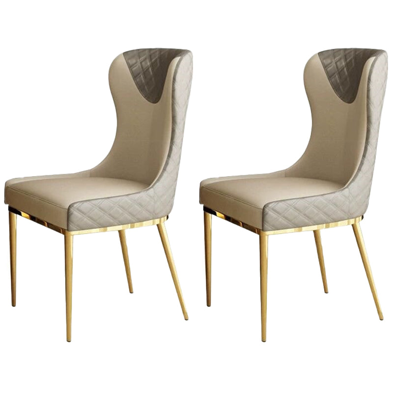 Nordic Style Wingback Armless Dining Chair Leather Dining Side Chair