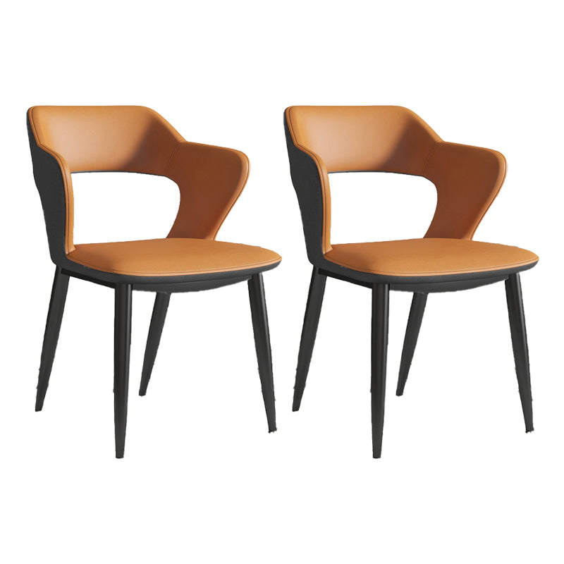 Minimalist Design Arm Open Back Side Chairs Faux Leather Side Chair