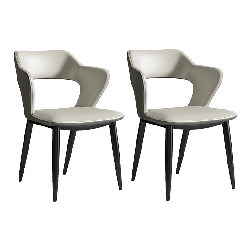 Minimalist Design Arm Open Back Side Chairs Faux Leather Side Chair