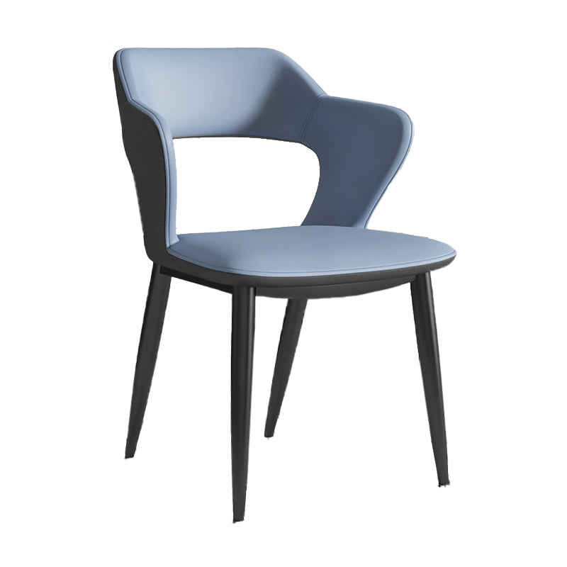 Minimalist Design Arm Open Back Side Chairs Faux Leather Side Chair