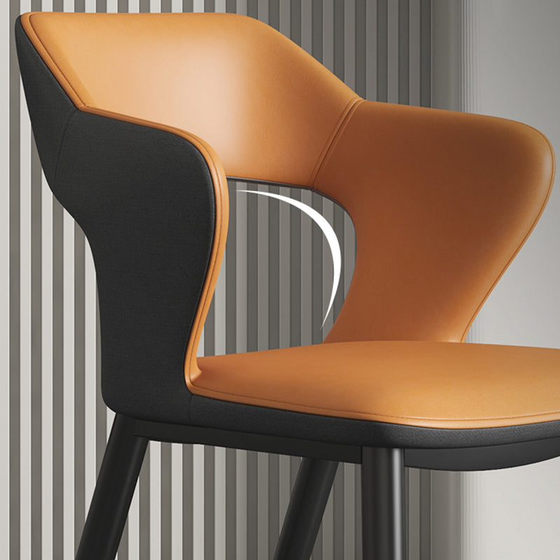 Minimalist Design Arm Open Back Side Chairs Faux Leather Side Chair