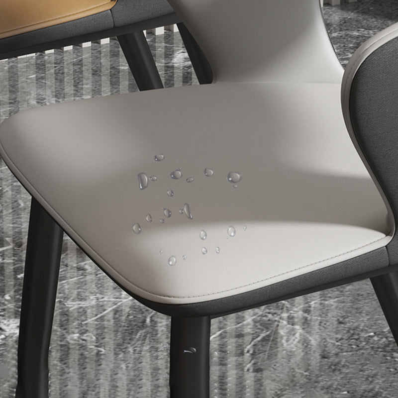 Minimalist Design Arm Open Back Side Chairs Faux Leather Side Chair