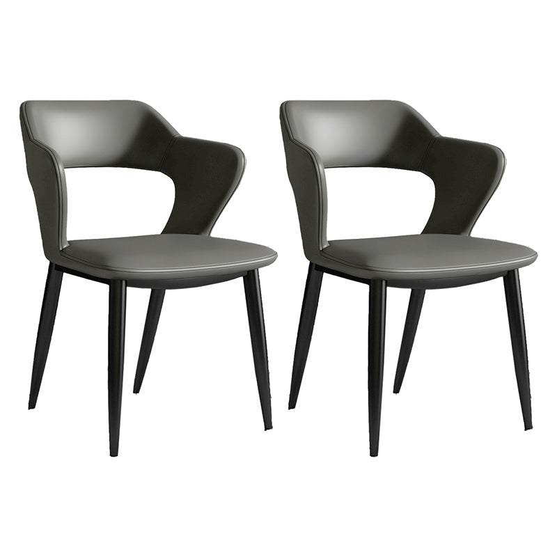 Minimalist Design Arm Open Back Side Chairs Faux Leather Side Chair