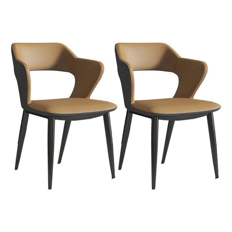Minimalist Design Arm Open Back Side Chairs Faux Leather Side Chair