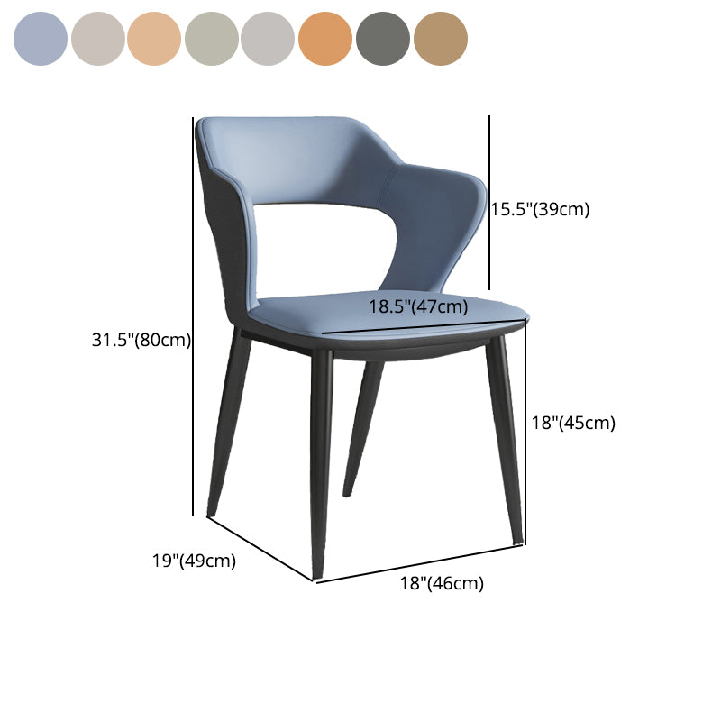 Minimalist Design Arm Open Back Side Chairs Faux Leather Side Chair