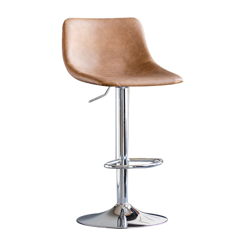 Contemporary Adjustable Footrest Barstool Matte Finish Leather Stool