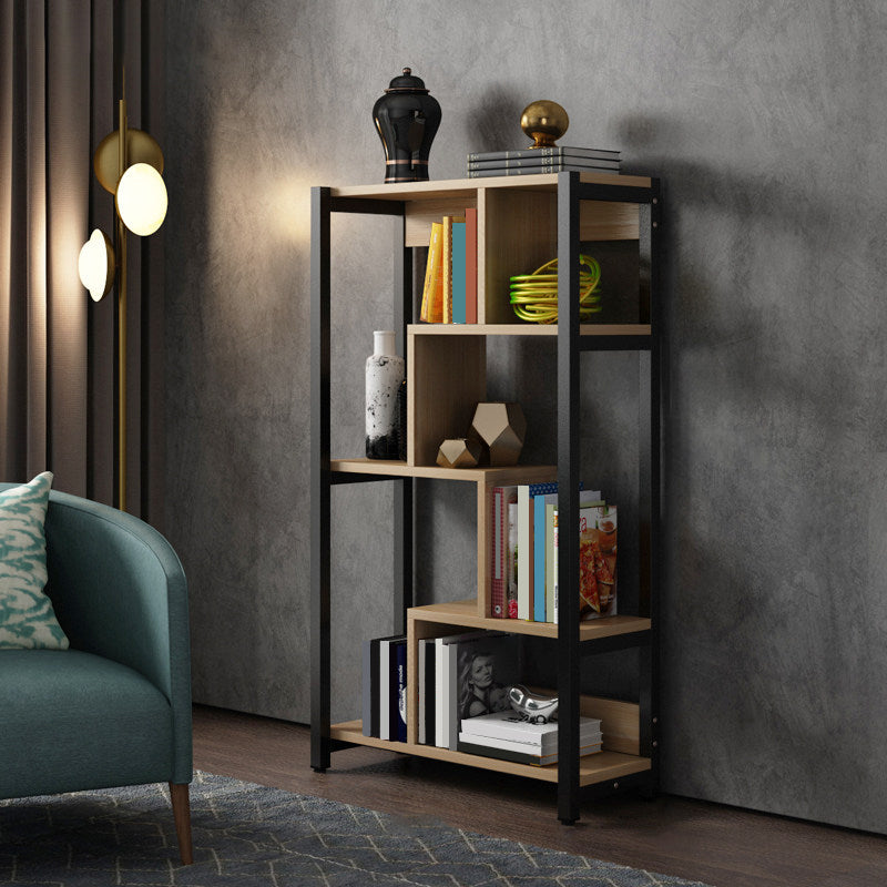 Modern Style Wood Bookcase Open Back Bookshelf for Home Office