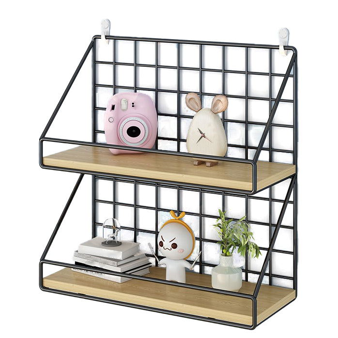 Home Floating Bookcase Modern Metal Bookshelf With Rectangular Shelves