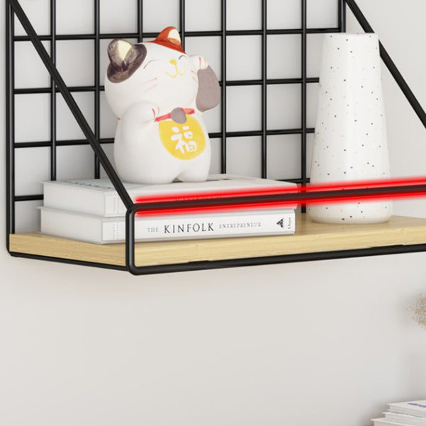 Home Floating Bookcase Modern Metal Bookshelf With Rectangular Shelves