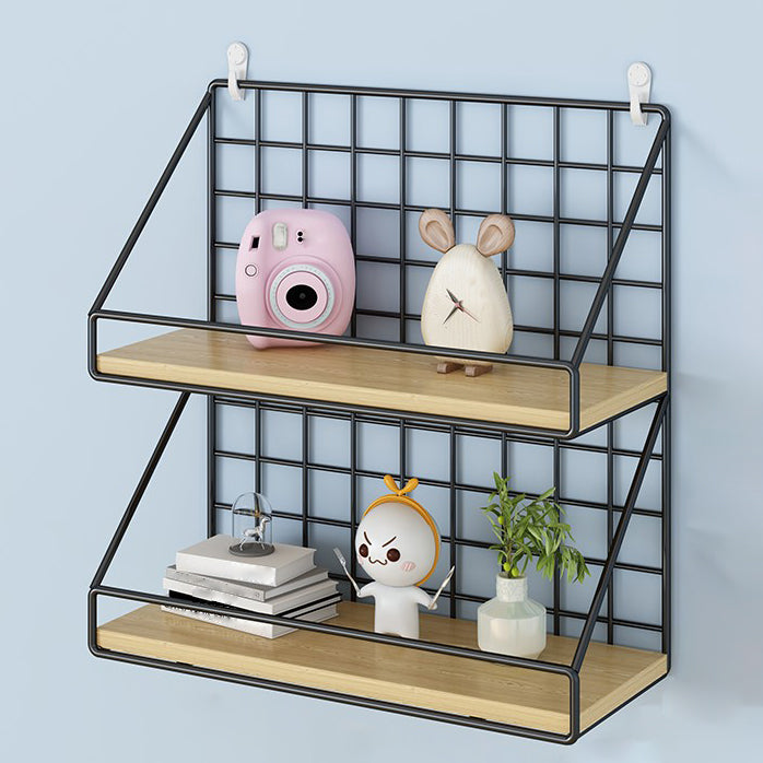 Home Floating Bookcase Modern Metal Bookshelf With Rectangular Shelves