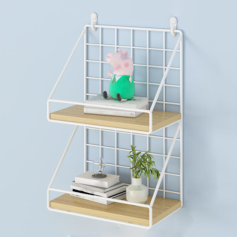 Home Floating Bookcase Modern Metal Bookshelf With Rectangular Shelves