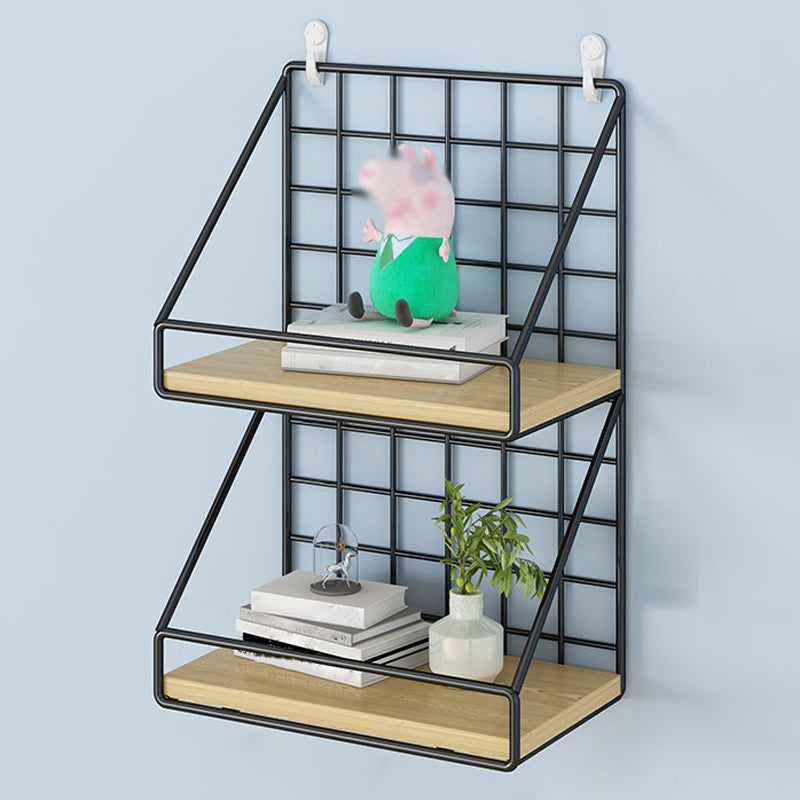Home Floating Bookcase Modern Metal Bookshelf With Rectangular Shelves