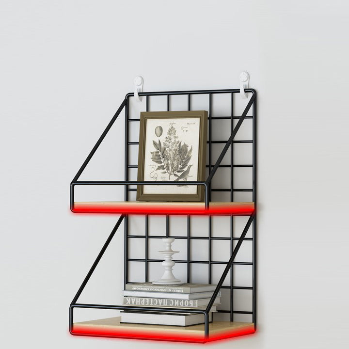 Home Floating Bookcase Modern Metal Bookshelf With Rectangular Shelves