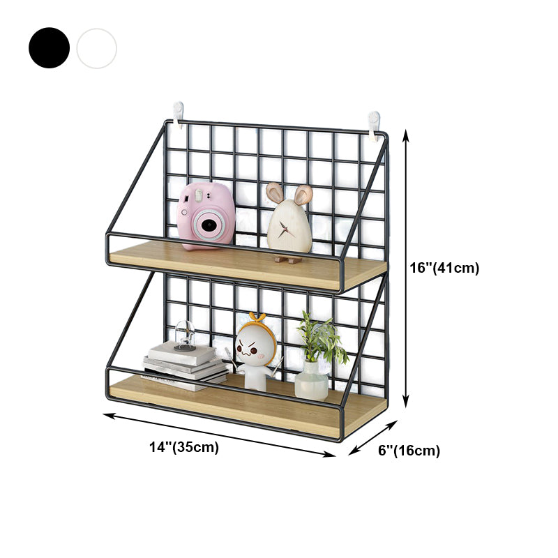 Home Floating Bookcase Modern Metal Bookshelf With Rectangular Shelves