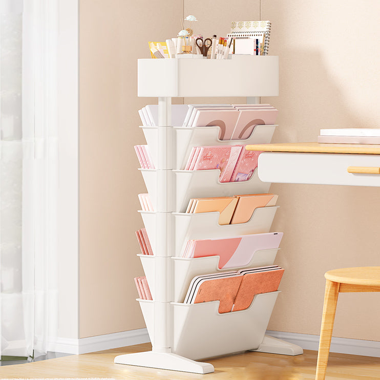 7.87"W Bookcase Contemporary Style Closed Back White Bookshelf for Home Office