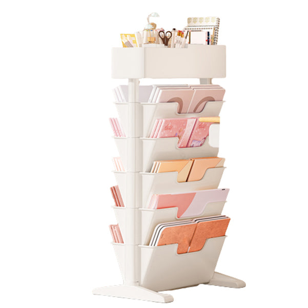 7.87"W Bookcase Contemporary Style Closed Back White Bookshelf for Home Office