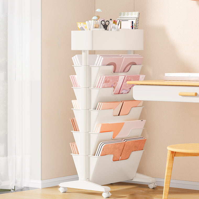 7.87"W Bookcase Contemporary Style Closed Back White Bookshelf for Home Office