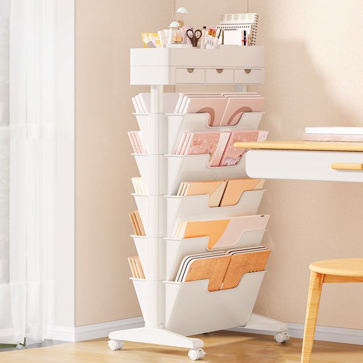 7.87"W Bookcase Contemporary Style Closed Back White Bookshelf for Home Office