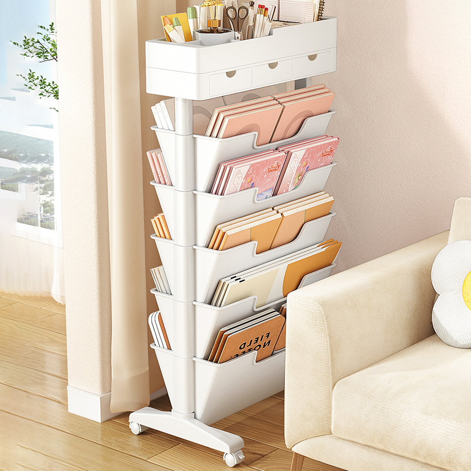 7.87"W Bookcase Contemporary Style Closed Back White Bookshelf for Home Office