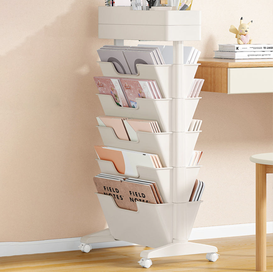 7.87"W Bookcase Contemporary Style Closed Back White Bookshelf for Home Office