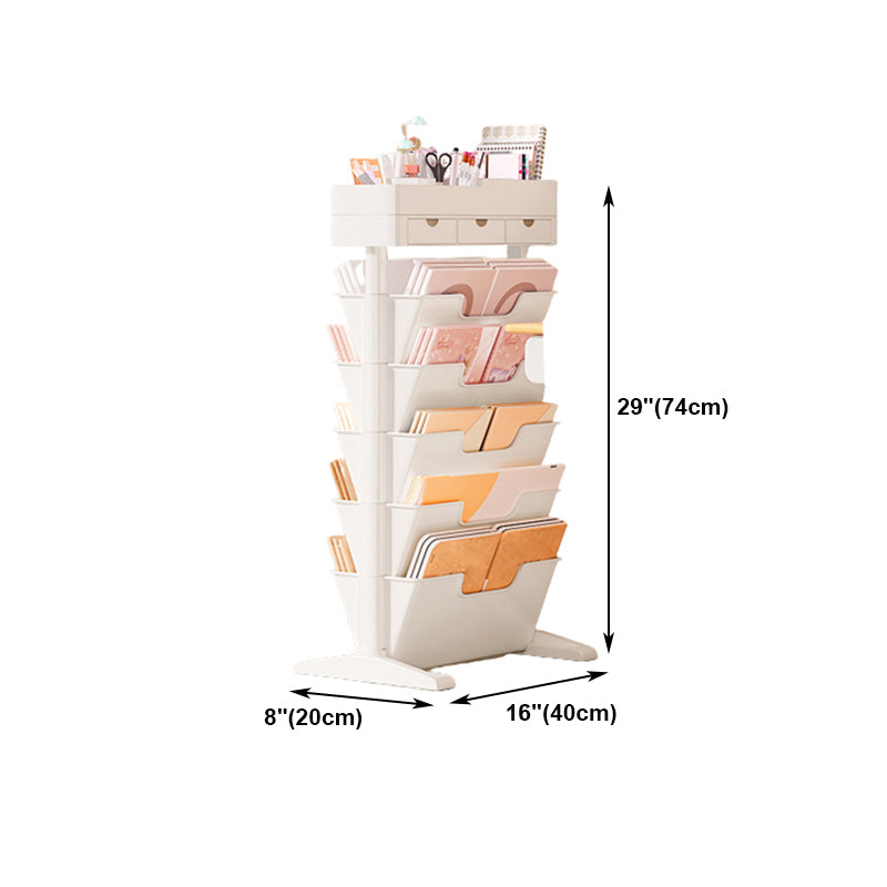 7.87"W Bookcase Contemporary Style Closed Back White Bookshelf for Home Office