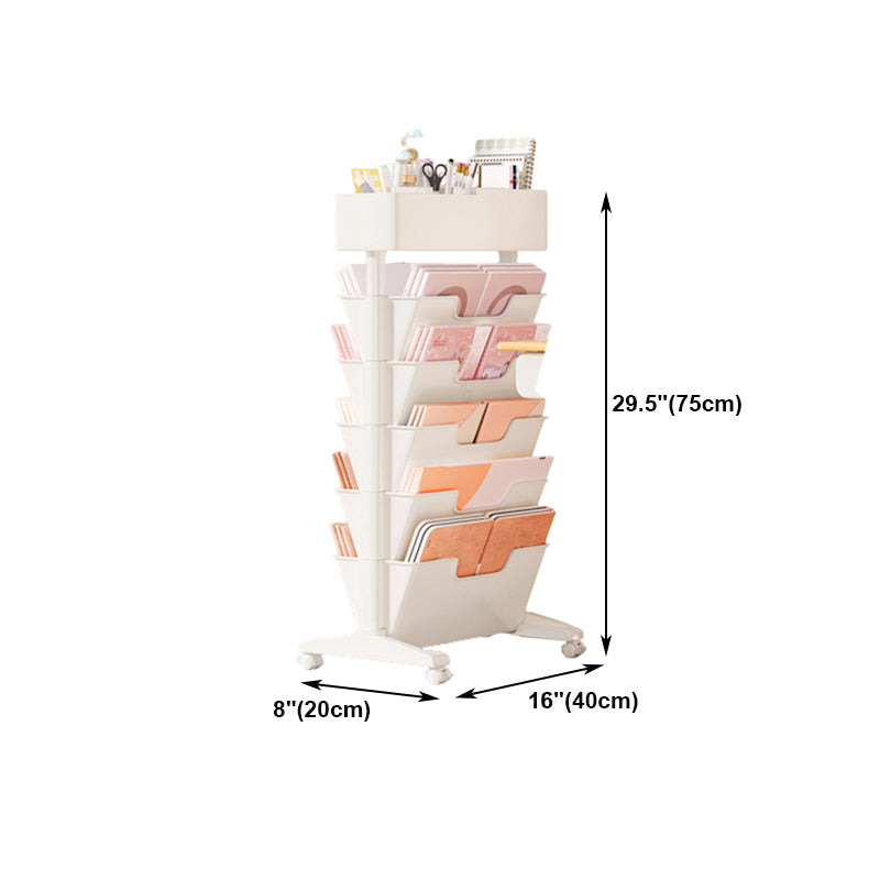 7.87"W Bookcase Contemporary Style Closed Back White Bookshelf for Home Office