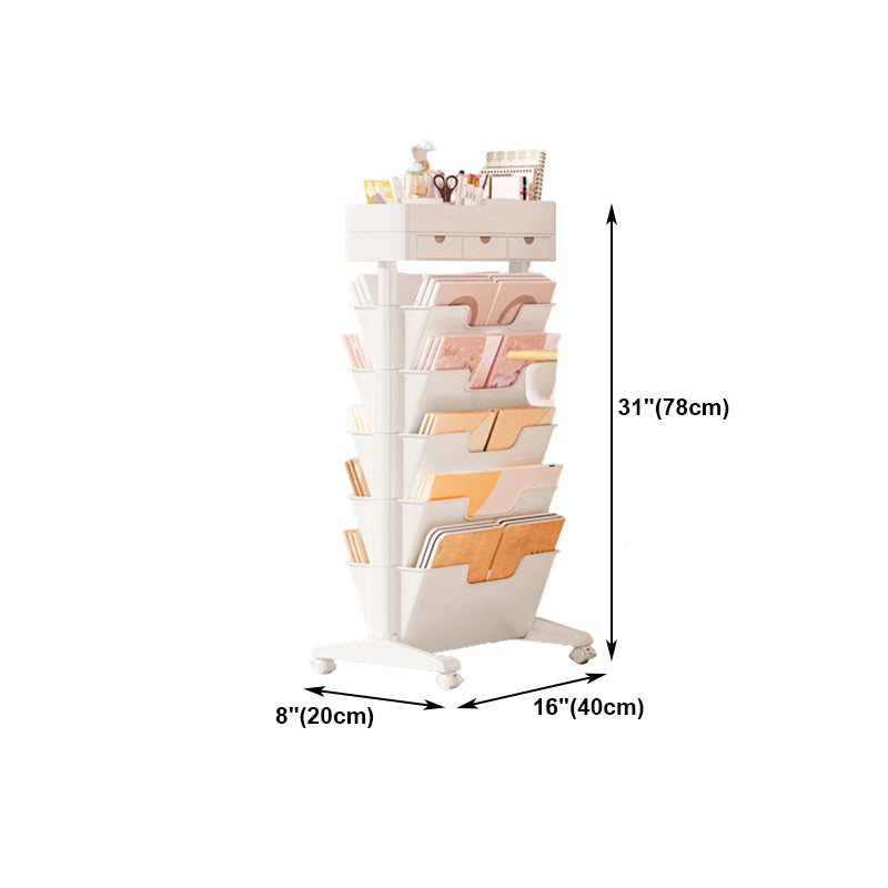 7.87"W Bookcase Contemporary Style Closed Back White Bookshelf for Home Office