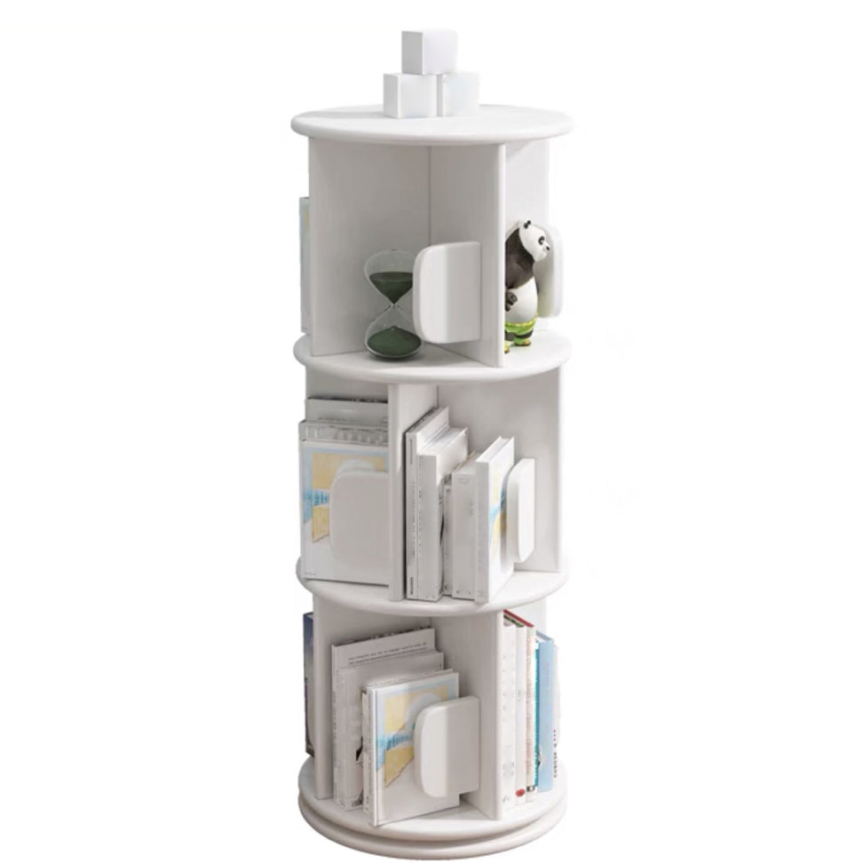 Solid Wood Geometric Bookcase Modern Rotatable Bookshelf for Home