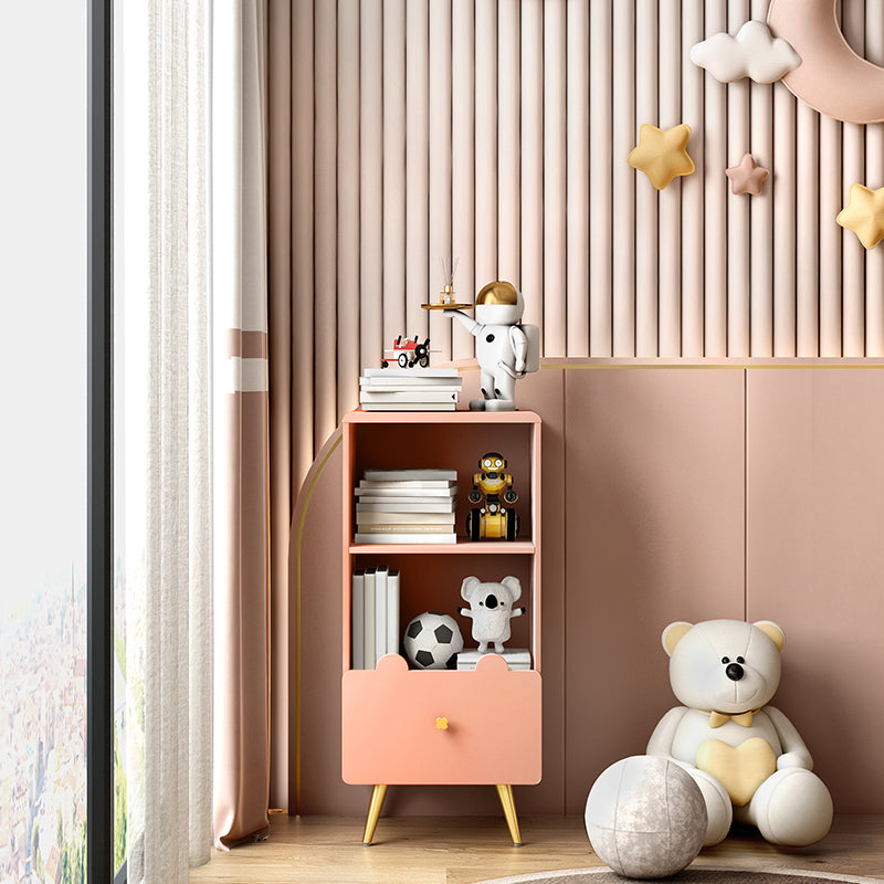 Wood Standard Bookcase Contemporary Style Closed Back Bookshelf with Drawer