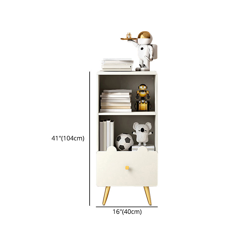 Wood Standard Bookcase Contemporary Style Closed Back Bookshelf with Drawer