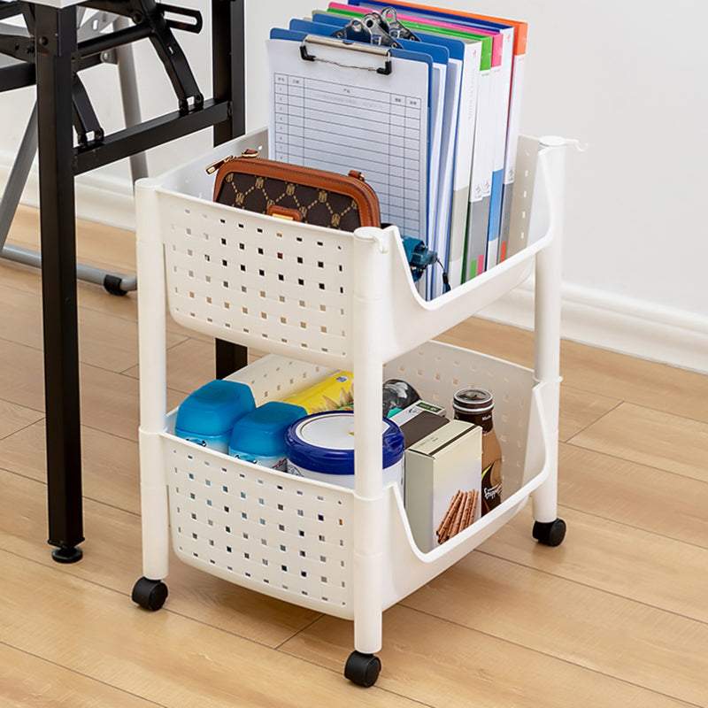 Plastic Standard Bookcase Contemporary Style Open Back Bookshelf with Wheels