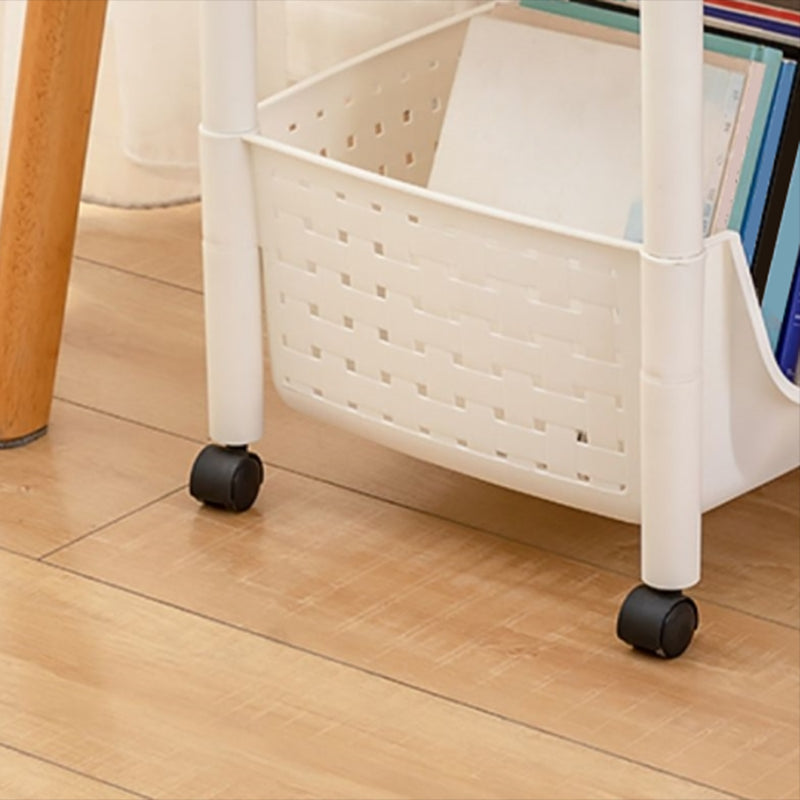 Plastic Standard Bookcase Contemporary Style Open Back Bookshelf with Wheels