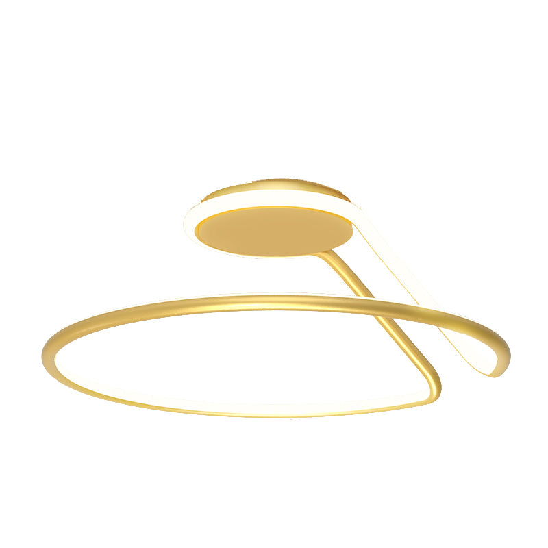 Line Shape LED Ceiling Lamp Modern Iron 1 Light Flush Mount for Bedroom