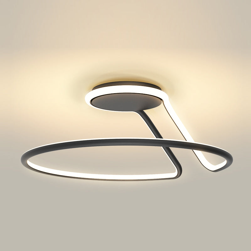Line Shape LED Ceiling Lamp Modern Iron 1 Light Flush Mount for Bedroom