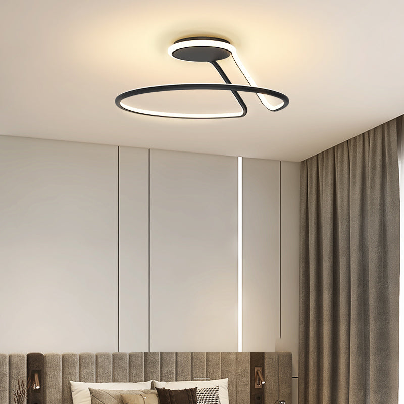 Line Shape LED Ceiling Lamp Modern Iron 1 Light Flush Mount for Bedroom