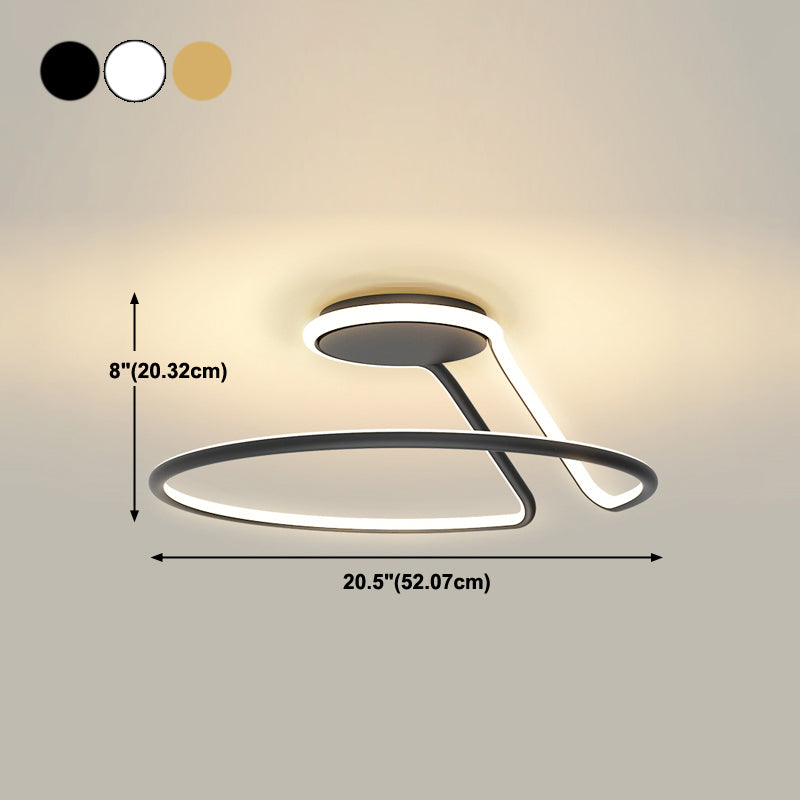 Line Shape LED Ceiling Lamp Modern Iron 1 Light Flush Mount for Bedroom