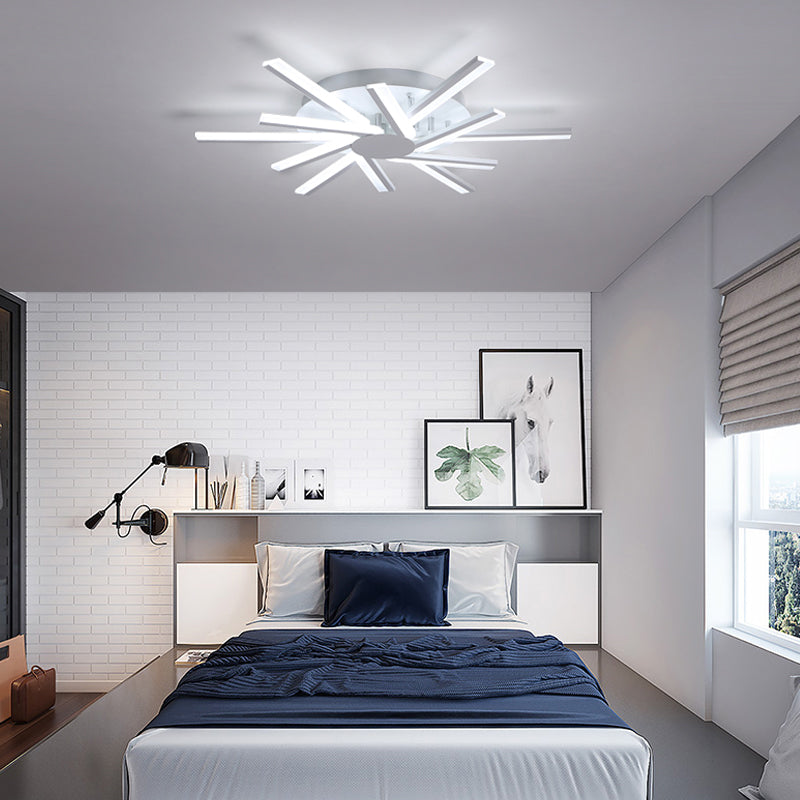 Line Shape LED Ceiling Lamp Modern Iron Flush Mount for Living Room Bedroom
